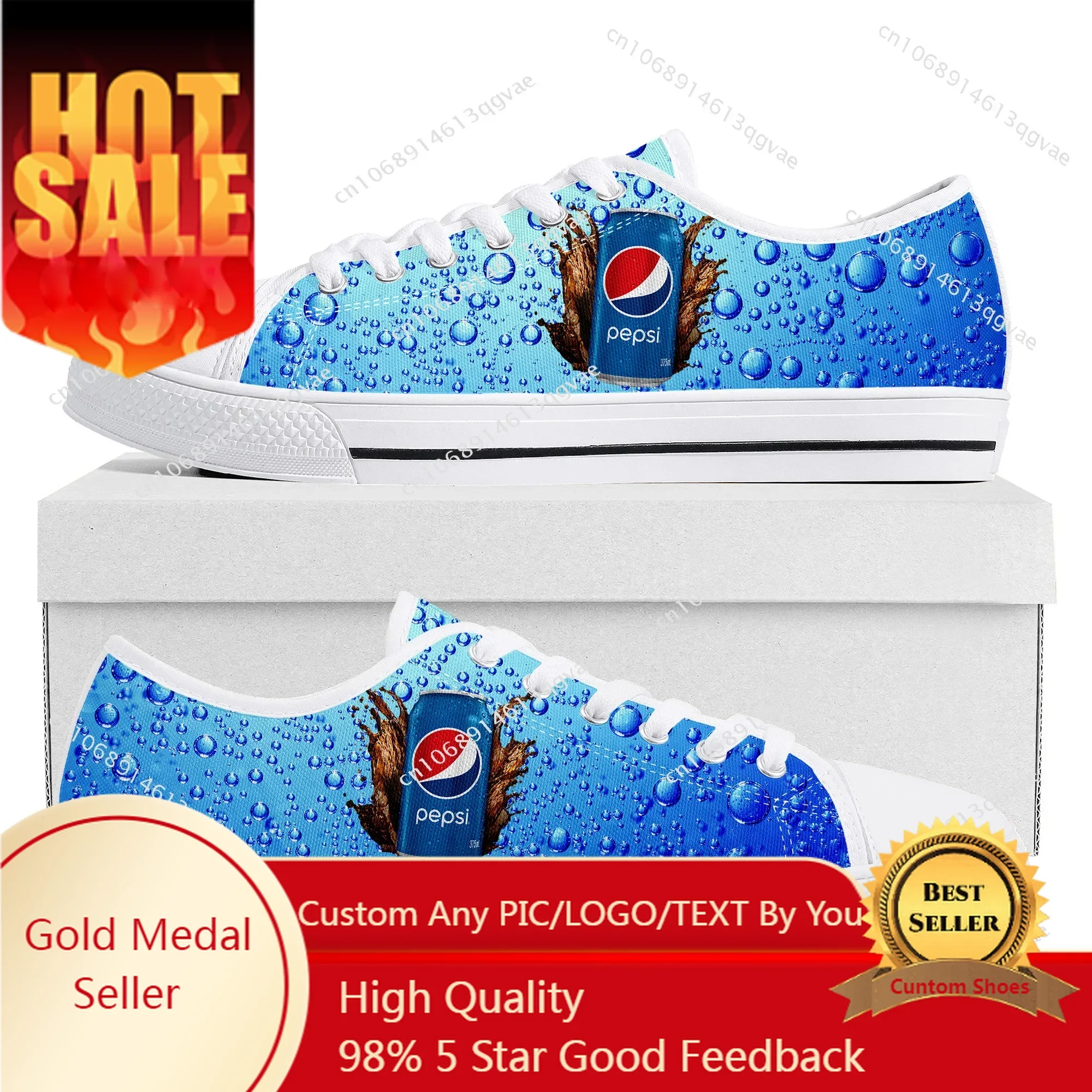 P-Pepsi-Cola أحذية رياضية منخفضة الجودة للرجال والنساء المراهقات مصممة خصيصًا حذاء قماش حذاء رياضي كاجوال للزوجين باللون الأبيض