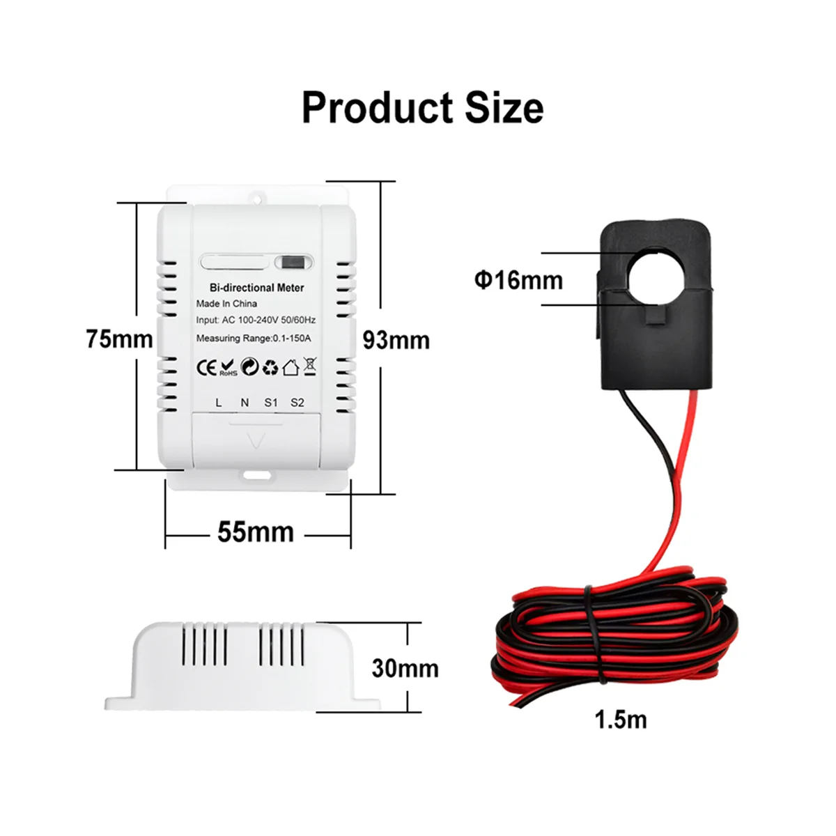 WiFi Intelligent Bidirectional Single-Phase Energy Meter Solar System Power Production Consumption Monitoring Meter