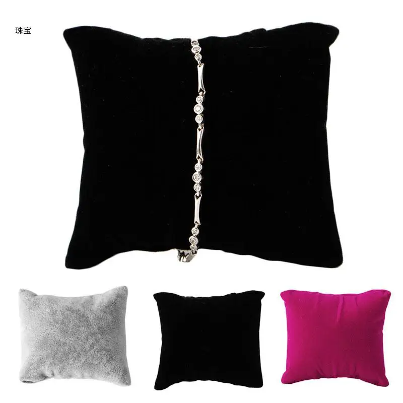 X5QE Black Gray Pillow Cushion Bracelet Jewelry Display Holder Showcase