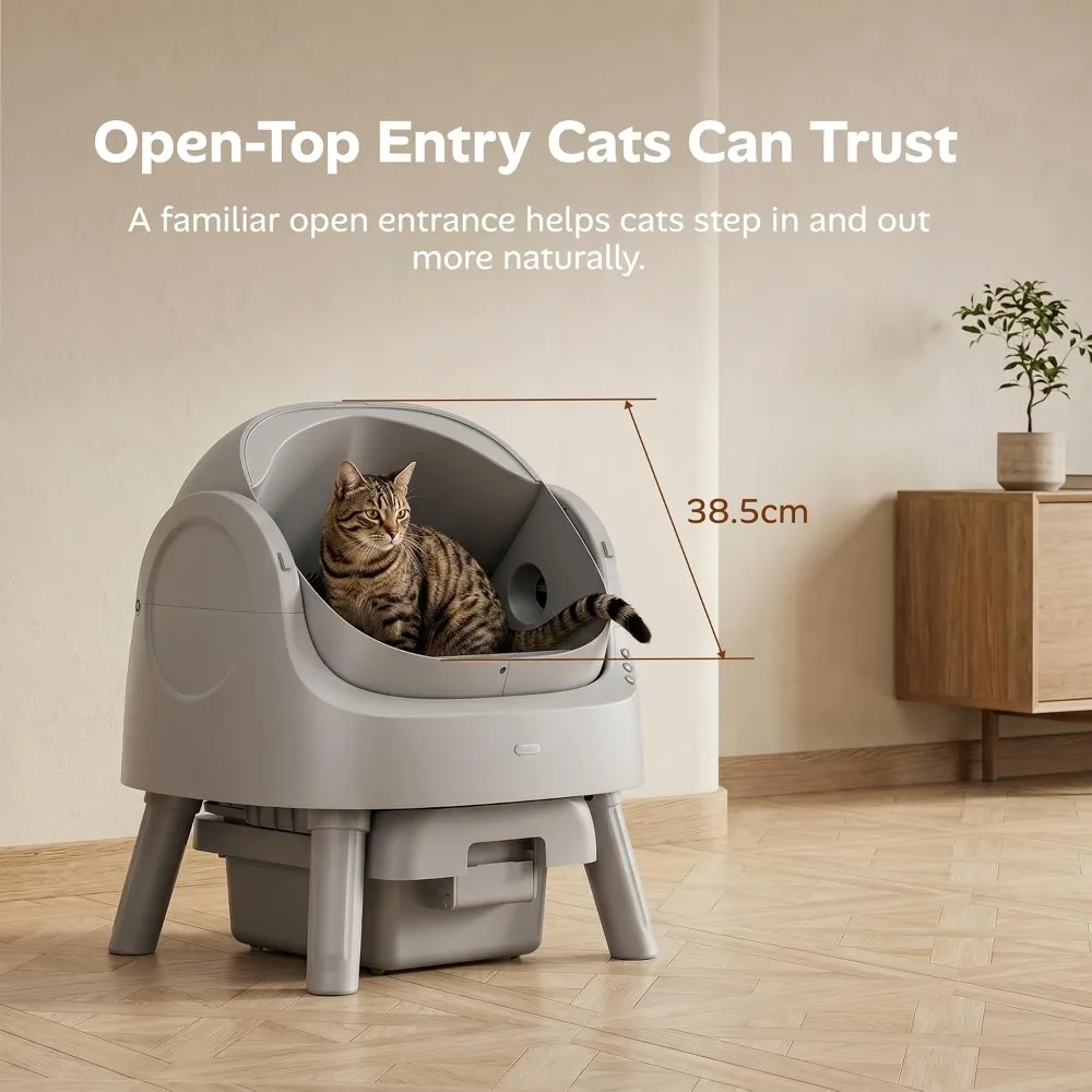 Litter Box Automatic Self-Cleaning, Infrared Sensor, Open-Top Multi-Cat Homes