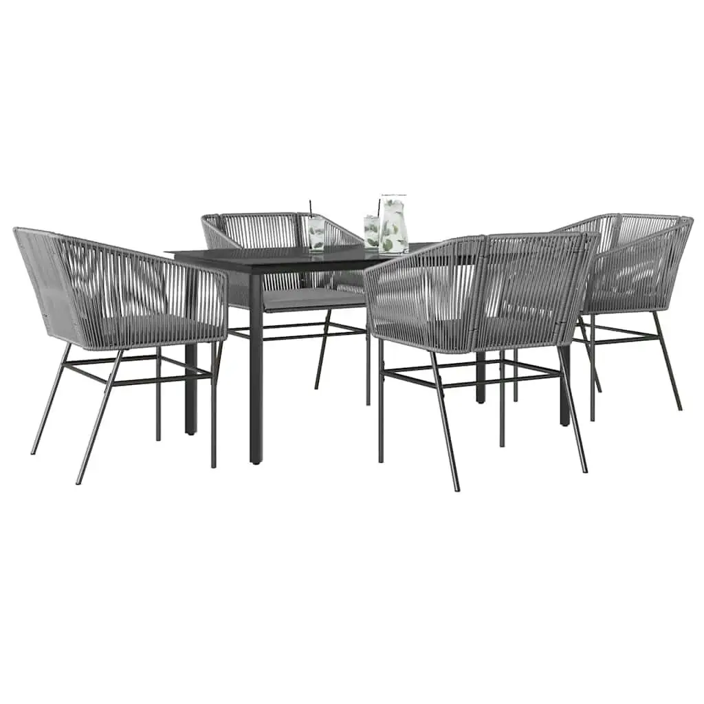

Garden Dining Set Grey PE Rattan 4 Seater UV Resistant Outdoor Furniture Table and Chairs