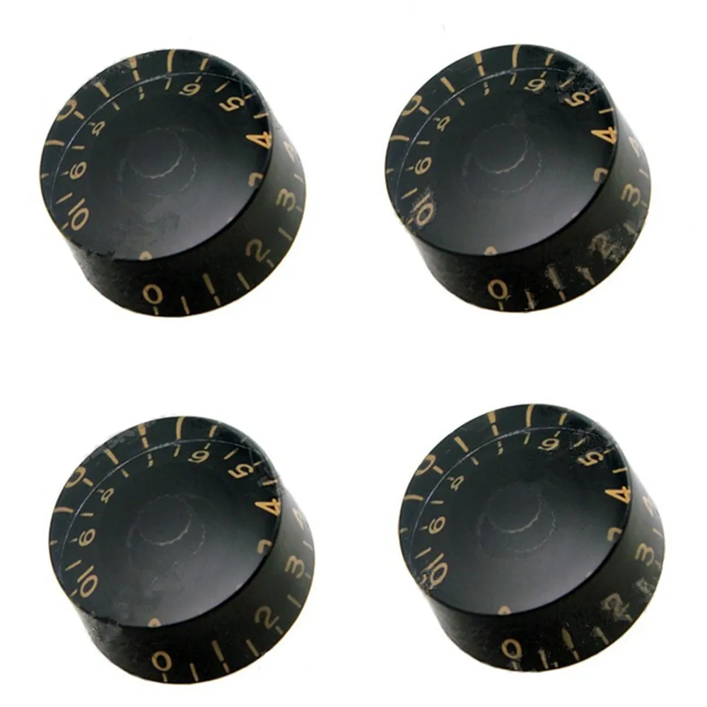 4 teile/los Speed Control Knöpfe für Elektrische Gitarre Ton lautstärke knöpfe Tasten Schwarz unten Goldene Digita gitarre zubehör teile – Detail 1