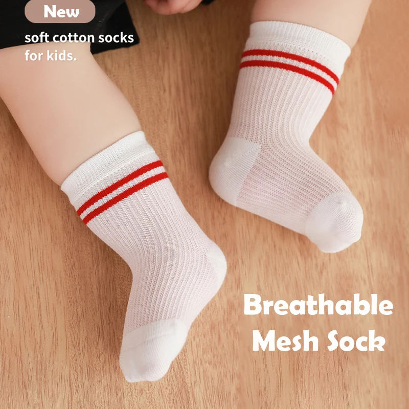 

Новые летние носки для мальчиков и девочек, хлопковые носки в полоску, детские короткие носки-трубочки, дышащие мягкие носки для малышей