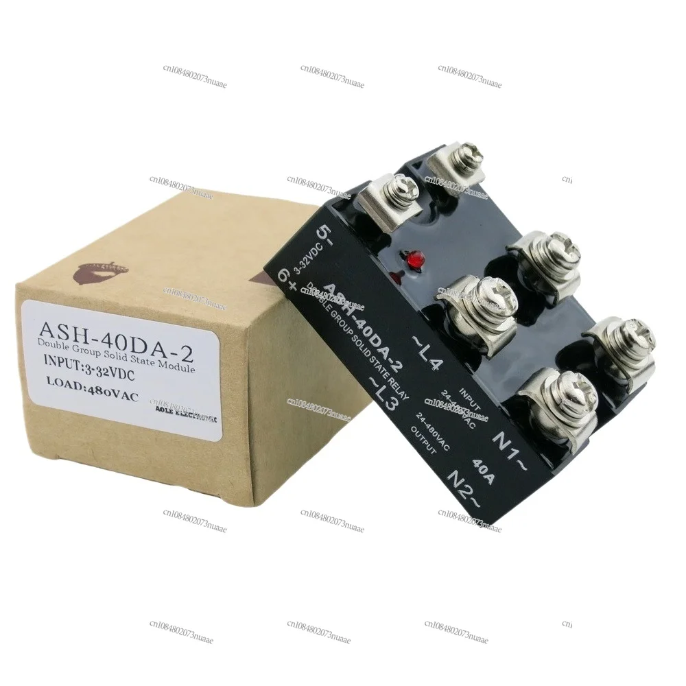 

Двухфазное твердотельное реле 40А ASH-40DA-2, управление DC/AC, нагрузка 24В DC, 480В