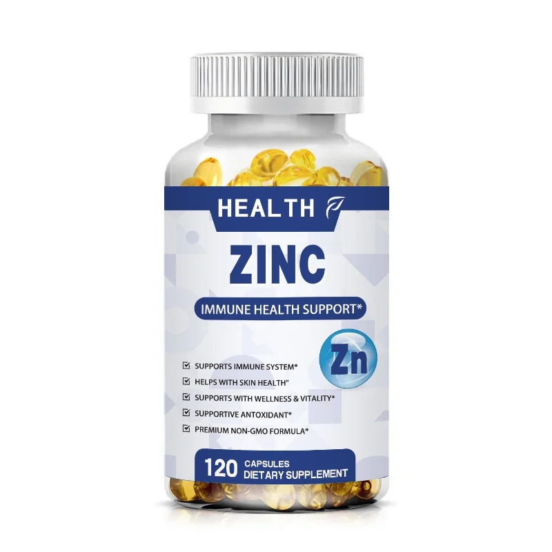 HEALTH Zinc 50mg Supplement 120 Vegetarian Capsules, Zinc Highly Absorbable Supplements for Immune Support, Gluten Free