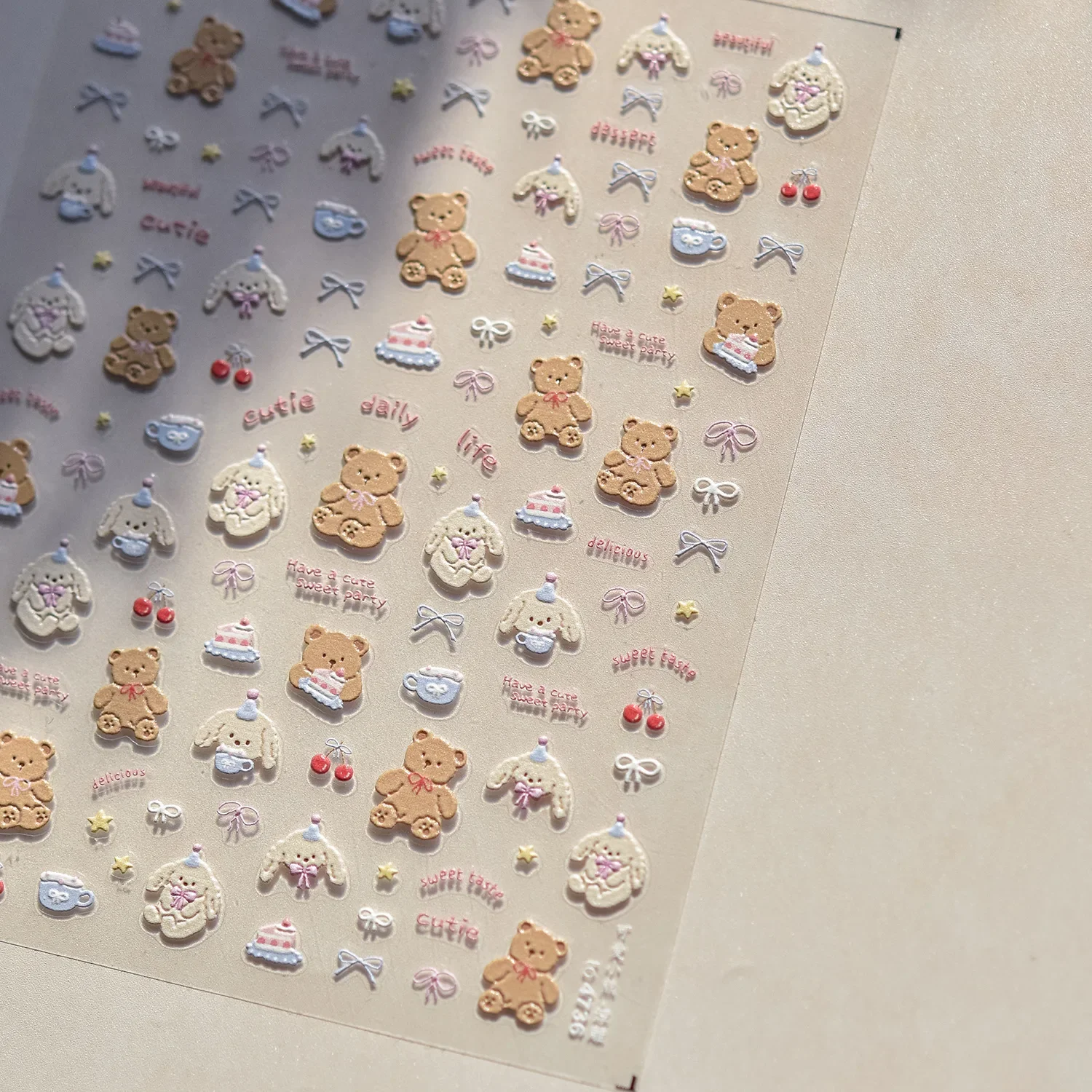 Graffiti Artiglio di gatto Coniglio Coniglietto Orso Cane Fiore Animale adorabile Frutta Dim Sum Caramelle Girasole Adesivo 5D Nail Art Stickers Decal