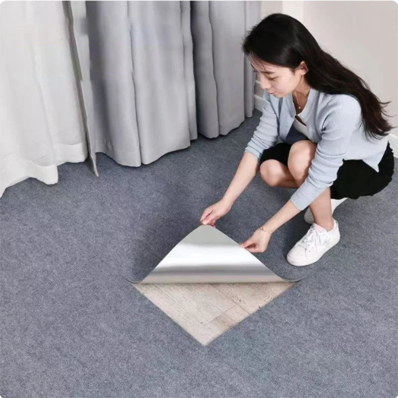 Gray Self-adhesive Floor Mat 30x30Cm Square Splicing Carpet Suitable for Commercial Office Building Hall Decor Non-slip Carpet