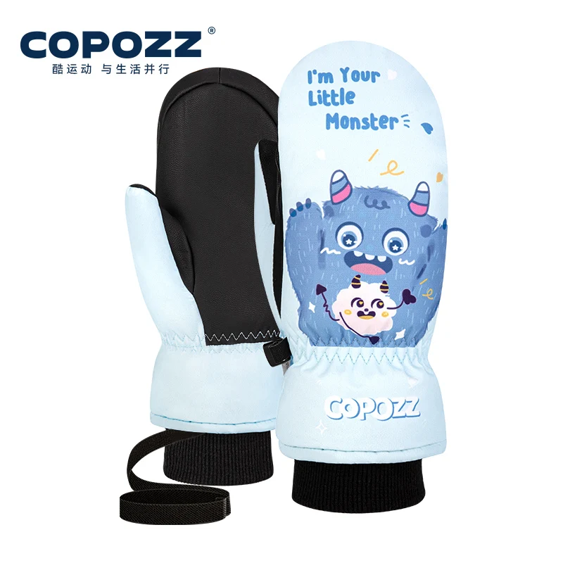 COPOZZ Children's Ski Gloves Wear-resistant Waterproof Windproof  Winter Keep Warm Cute Cartoon Ultralight Snowboard Gloves