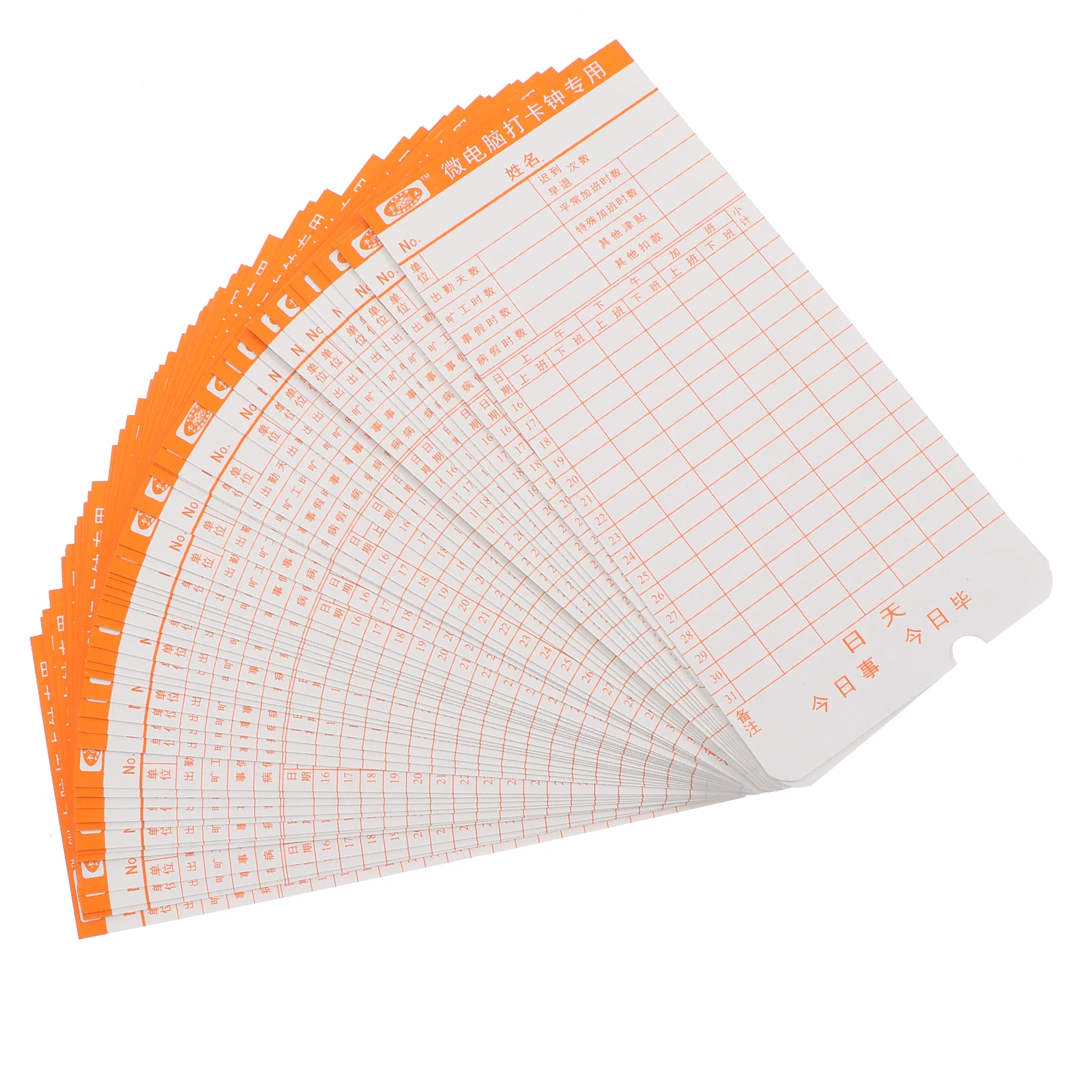 

50 Sheets Premium Quality for Office Attendance Recording Practical Monthly Format Clocking Cards
