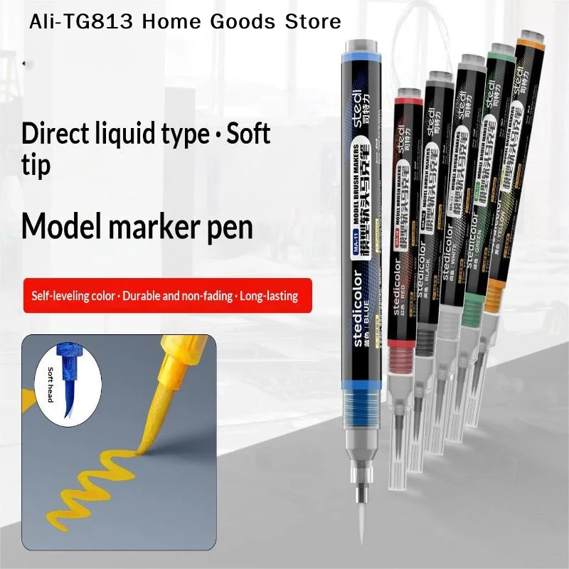 Marqueur de peinture acrylique à pointe souple de type valve frontale Stedi [TG813] à base d'eau pour la peinture et la coloration de figurines Mecha DIY