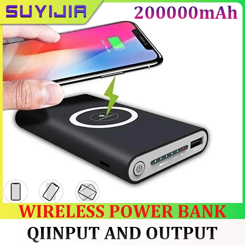 

New Wireless Power Bank Portable 200Ah Large Capacity Bidirectional Fast Charging Power Bank Type-c External Battery for IPhone