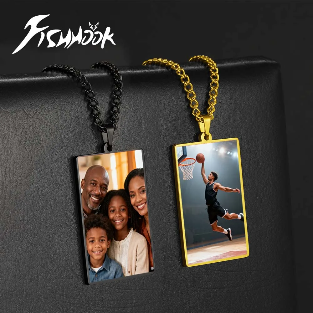 

Пара семейный принт по запросу фото ожерелье персонализированное изображение подарок на заказ для мужчин женщин отец цепочка из нержавеющей стали ювелирные изделия