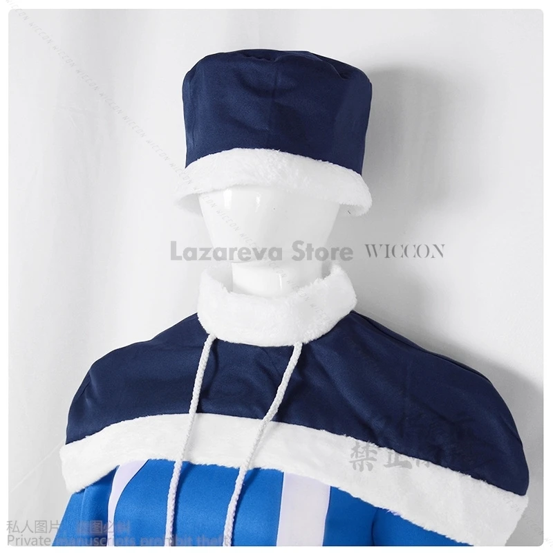 Anime Fairy Cosplay Tail Juvia Lockser Costumes Full Set And Hat Blue Outfit Dress Shawl Cosplay Wig For Men Women Halloween