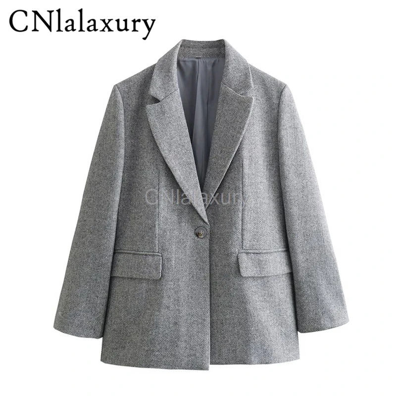 Office Ladies Striped Blazers Coats Fashion Chic Pockets Notched Suit Jackets Casual Female Single Button Outwear blazer mujer