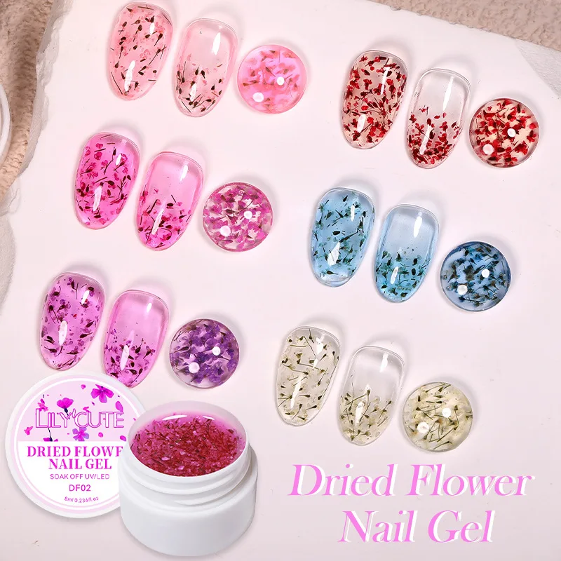 Gel de esmalte de flor seca, Gel UV, Floral Natural, DIY Nail Art, Semi Permanente, Soak Off, Vernizes de pintura, 8ml