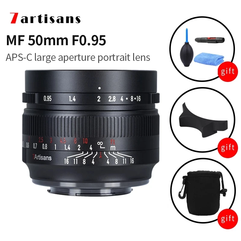 

Объектив камеры 7artisans 50 мм F0.95 APS-C MF с ручной фокусировкой для Nikon Z Olympus M4/3 Fuji XF X Canon EF-M EOS-M E