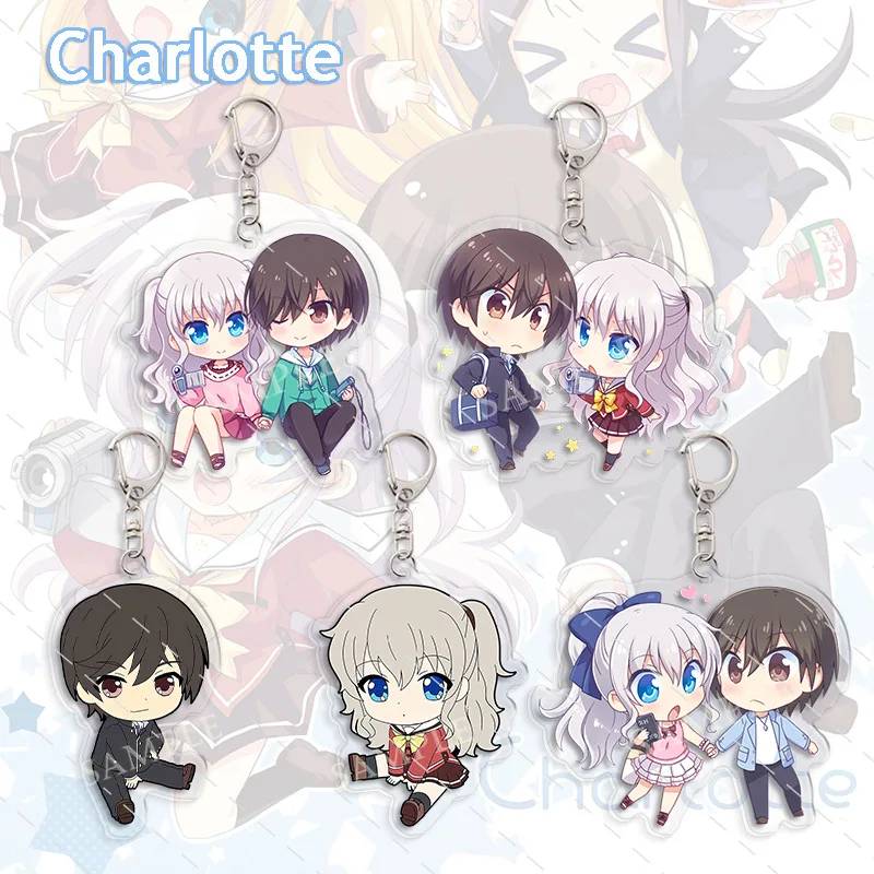 

Charlotte Classic Anime Acrylic Keychain Lovely Charms Pendant Gift Fun Key Chain Cute Souvenir Kingrings Creative Friend Bag