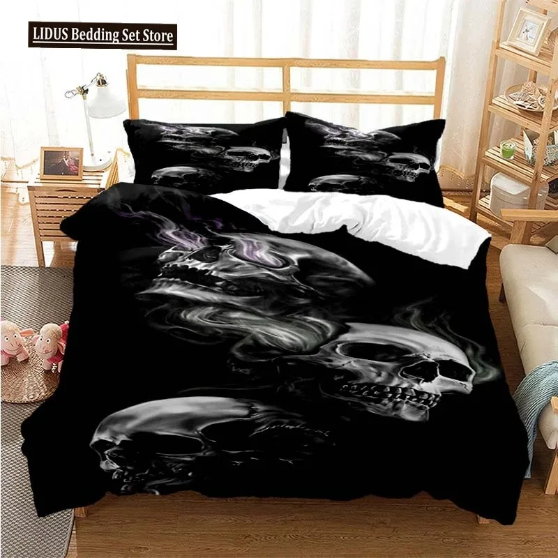 

Sugar Skull Duvet Cover Set Queen Size Flowers Skeleton Bed Linen Double Bedding Set With Pillowcase King Size Skull Quilt Cover