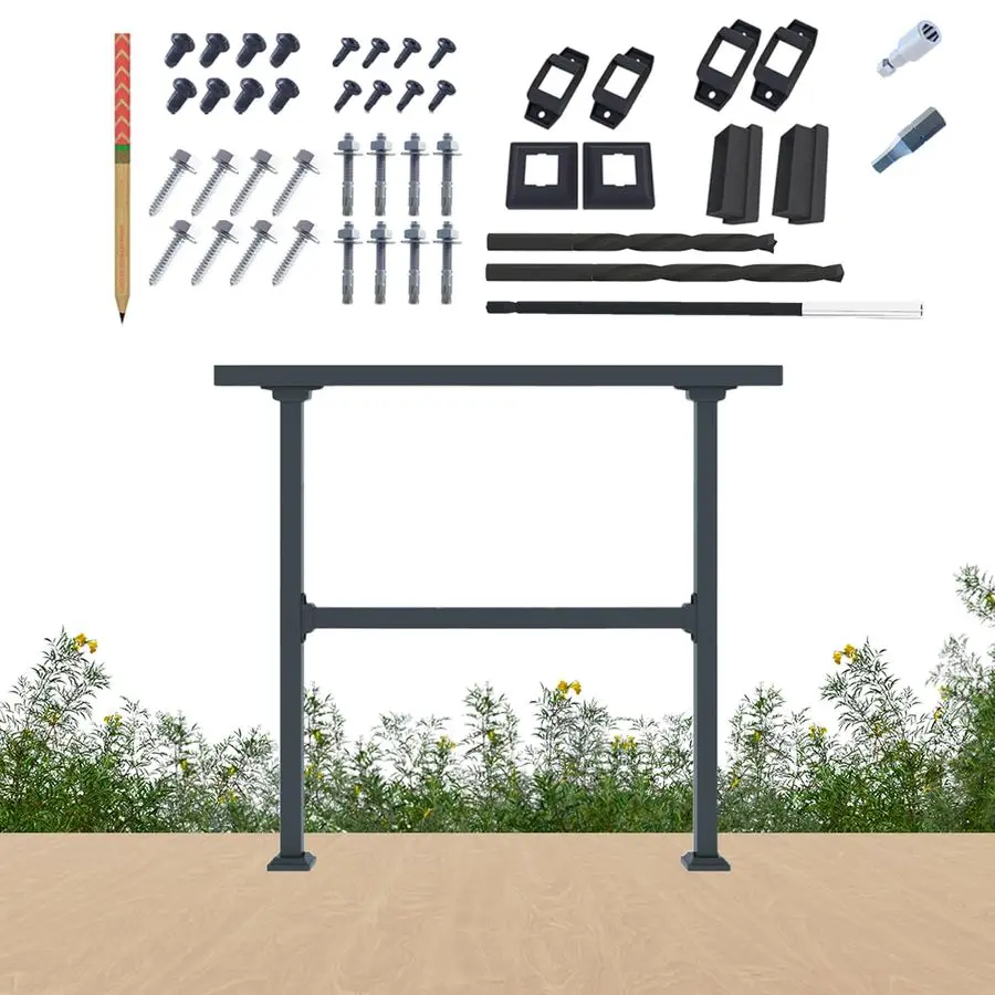 

Fence amp Rail Horizontal Metal Deck Railing, 4ft Wide Residential Handrail for Flat Surfaces, Simple Flat Railing, Black Straig