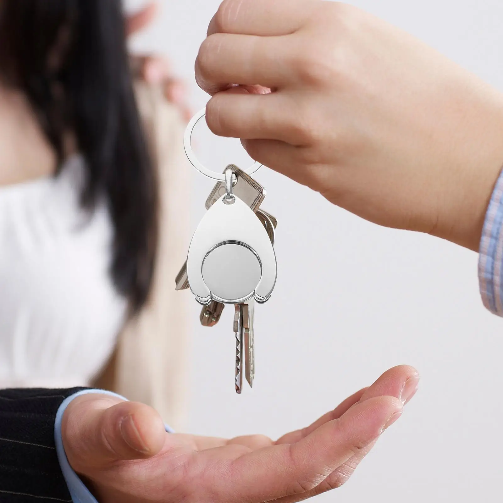 2 Pcs Portable Trolley Token Key Rings Metal Keychain Ornament Shopping Trolleys