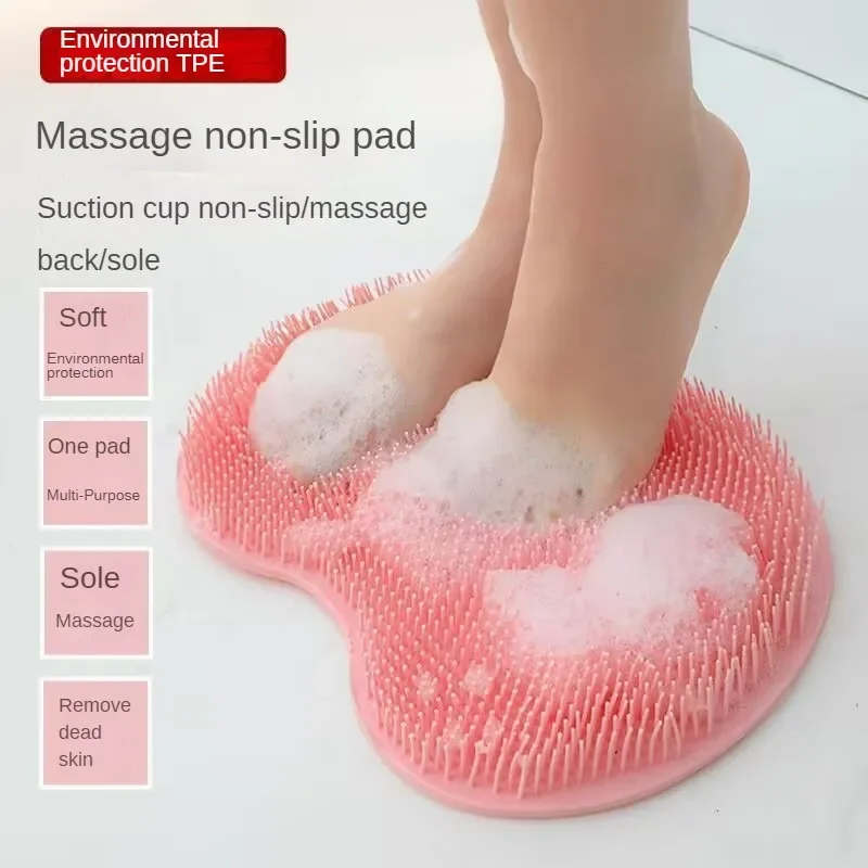 Escova de lavar os pés multifunções, Silicone Back Massage Cleaner, Tapete limpo de pés antiderrapantes, Almofada antiderrapante para lavagem dos pés, Banheiro