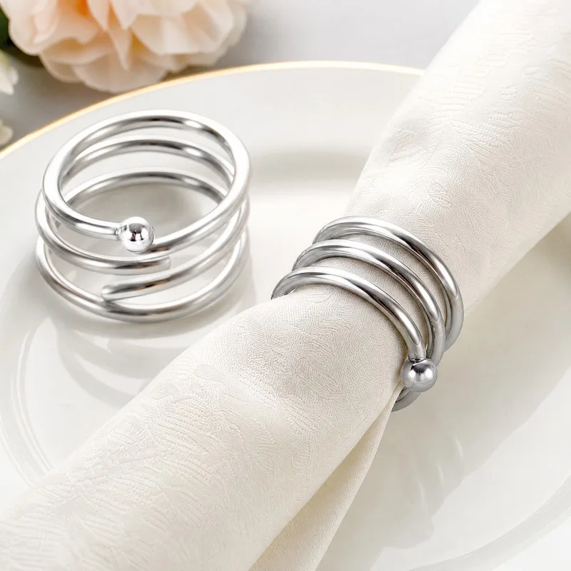 Double bead napkin clasp, napkin ring, metal napkin ring, hotel table setup