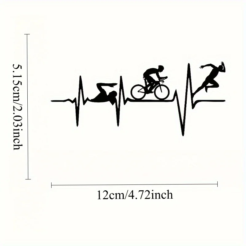 Waterproof Swim Bike Run Design Decal, Triathlon Heartbeat Sticker for Car Laptop Truck Styling