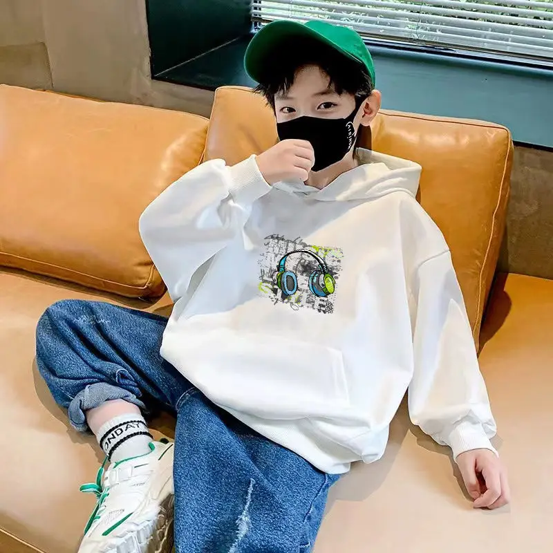 

Новинка 2023 года, модная теплая толстовка с капюшоном среднего размера в стиле хип-хоп для мальчиков на флисовой подкладке — универсальная спортивная верхняя одежда, бестселлер