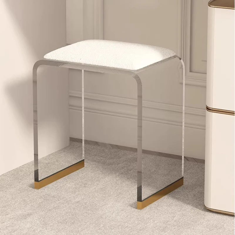 Dressing stool Light luxury acrylic transparent chair Enter the door Shoe change stools vanity chair ottoman bedroom furniture - view 4