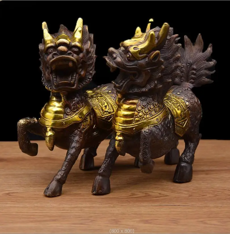 Wholesale Pure Copper Gilded Large Fortune Copper Qilin Home Gifts Lucky Ornaments