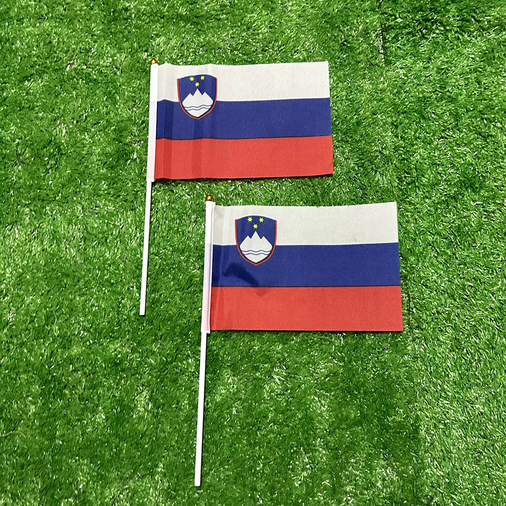 (SKY FLAG) Slowenien Handflagge 10/20/50 Stück 21*14cm Slowenien Handwedelflaggen mit Kunststoffstab für Sportaktivitäten und Heimdekoration – Detail 2