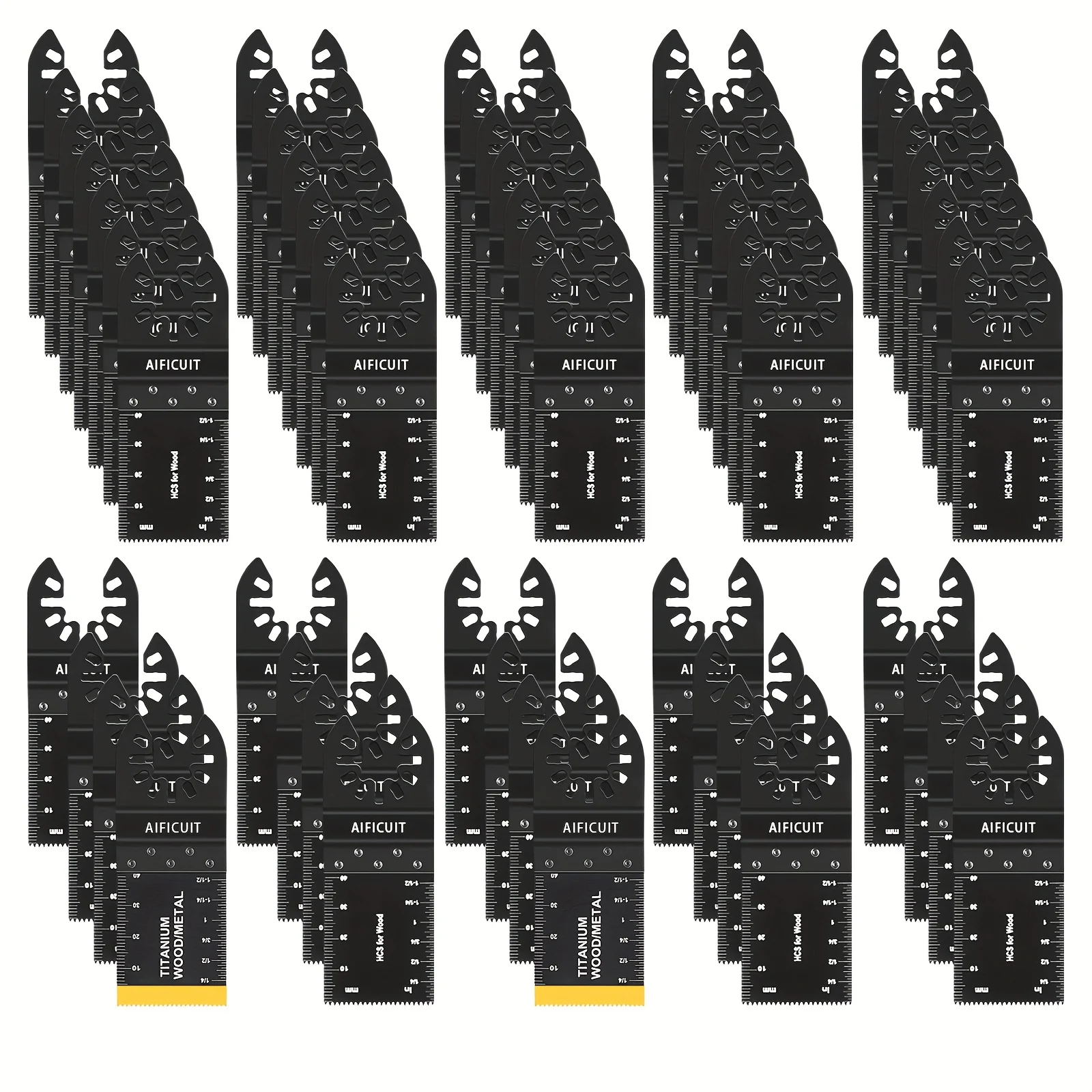 

55pcs Oscillating Saw Blades Quick Release Universal Oscillating Tool Blades Wood Plastics And Metal Multitool Blade Kits for Wood Fit Most Models