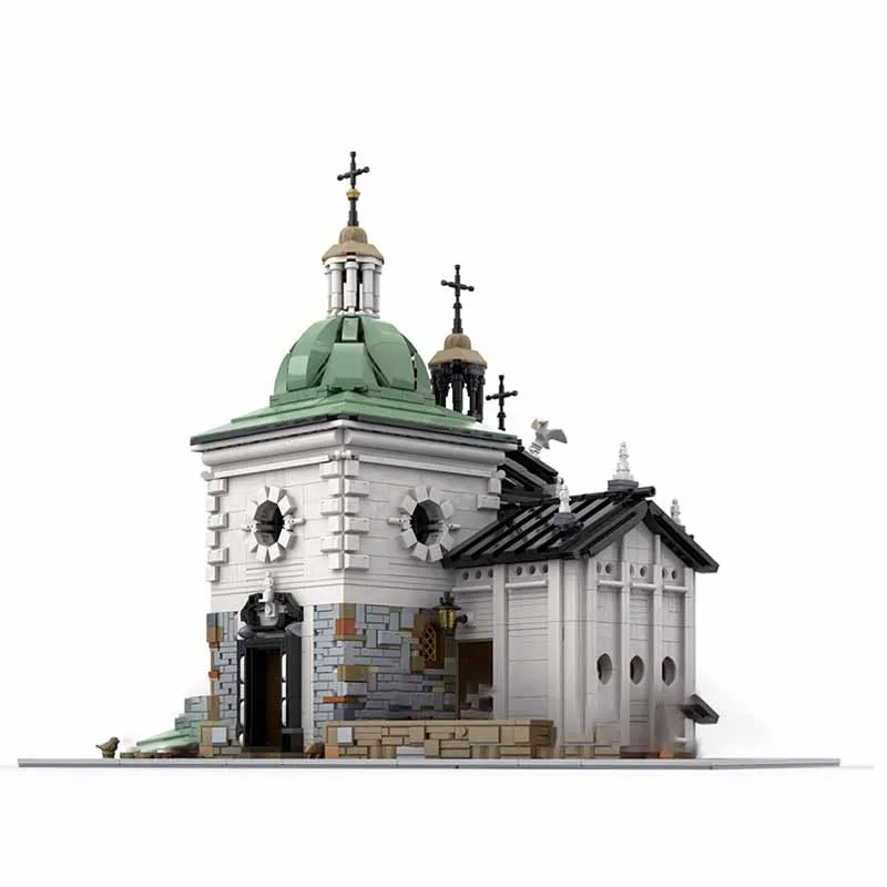 Popular Street View Model MOC Building The Church In The Square Modular Technology Gifts Holiday Assemble Children Toys Suit