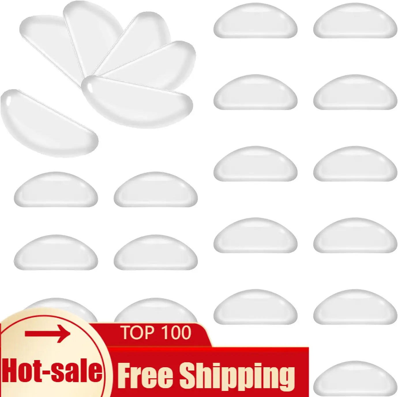 Silicone Adhesive Eyeglass Nose Pads - 20 Pairs Nose Pads for Eyeglasses