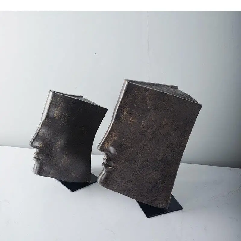 Book Face Character Statue Desk Decoration Abstract Crafts Figures Resin Sculpture Room Aesthetic Decor Ornaments