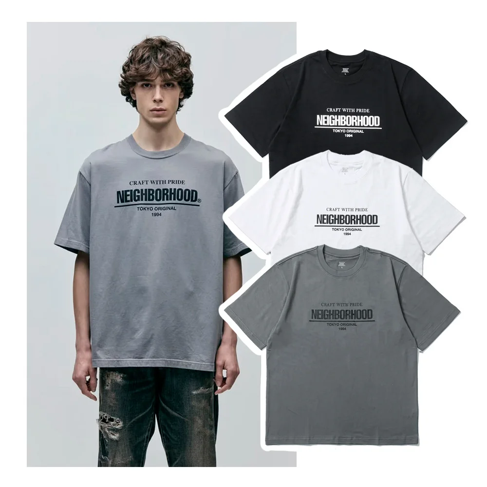 

Мужская футболка в стиле ретро, японский дизайн, плотная, с принтом, свободного кроя, из чистого хлопка, модный брендовый топ