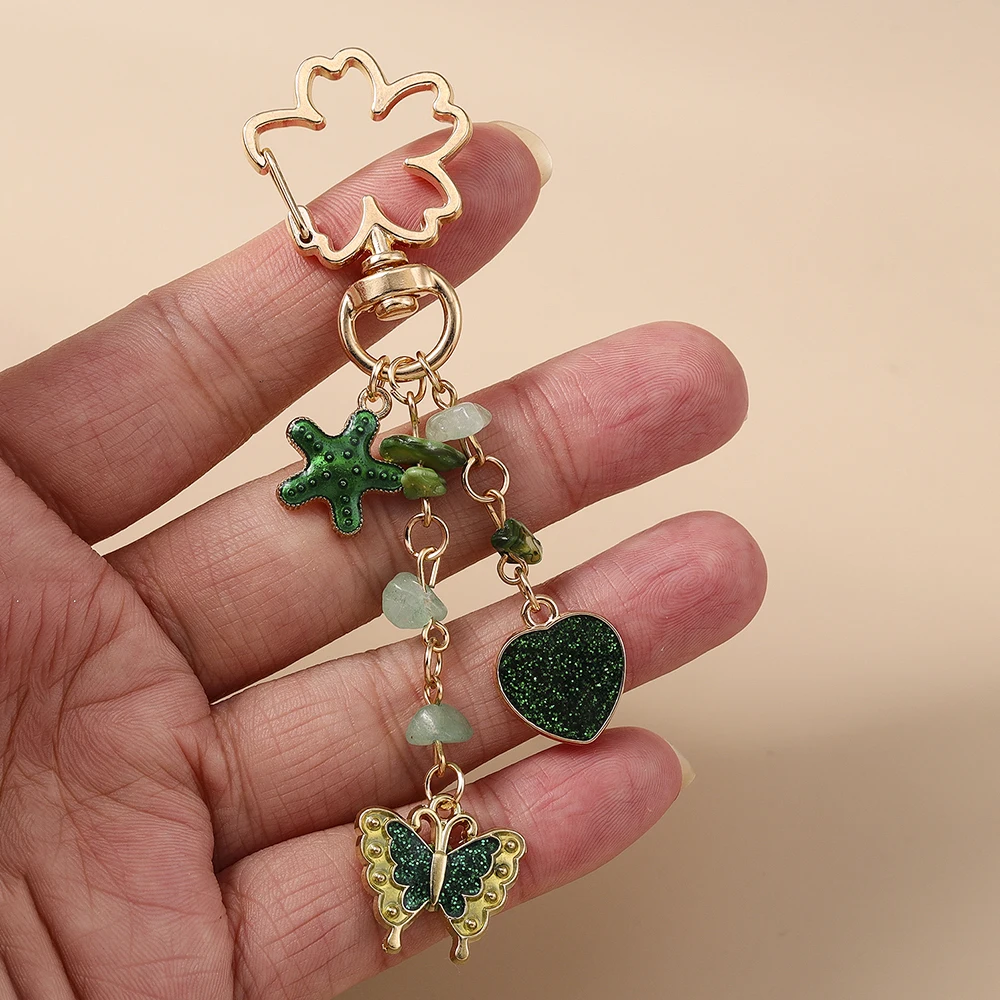 Trendy Schmetterling Blume Anhänger Schlüsselbund Nette Mode Liebe Herz Schlüssel Ring Für Frauen Mädchen Handgemachte Geburtstag Geschenk Schmuck – Detail 5