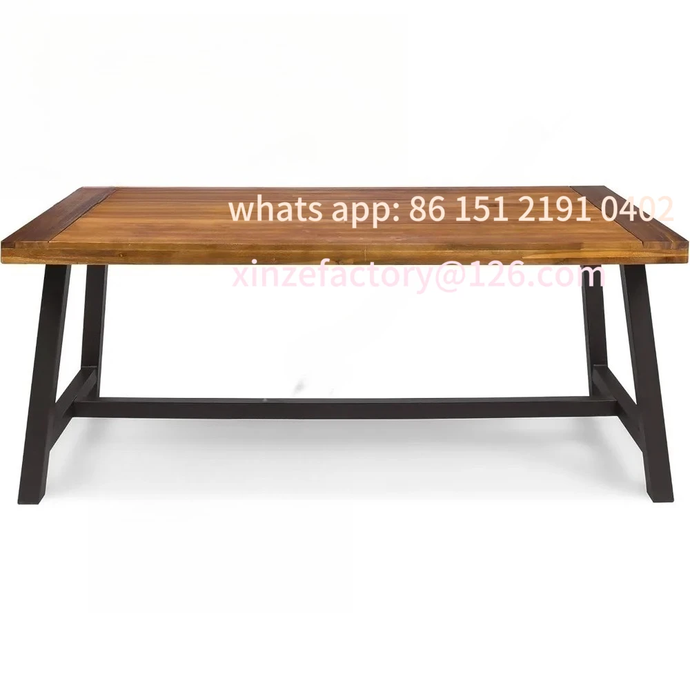 Customizable Outdoor Dining Table, Sandblast Finish / Rustic Metal