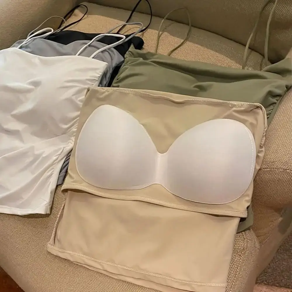 Square Collar Women's Vest Fixed Cup Free Size Beautiful Back Underwear with Breast Pads Wrapped Breast Chest Wrapping Summer
