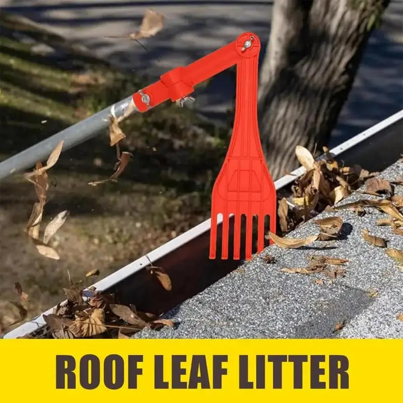 Gutter Rake Gutter Cleaning Tools Rotatable Handle Small Rake Rain Gutter Cleaning Tool for Roofs Gutters and Hard-to-Reach