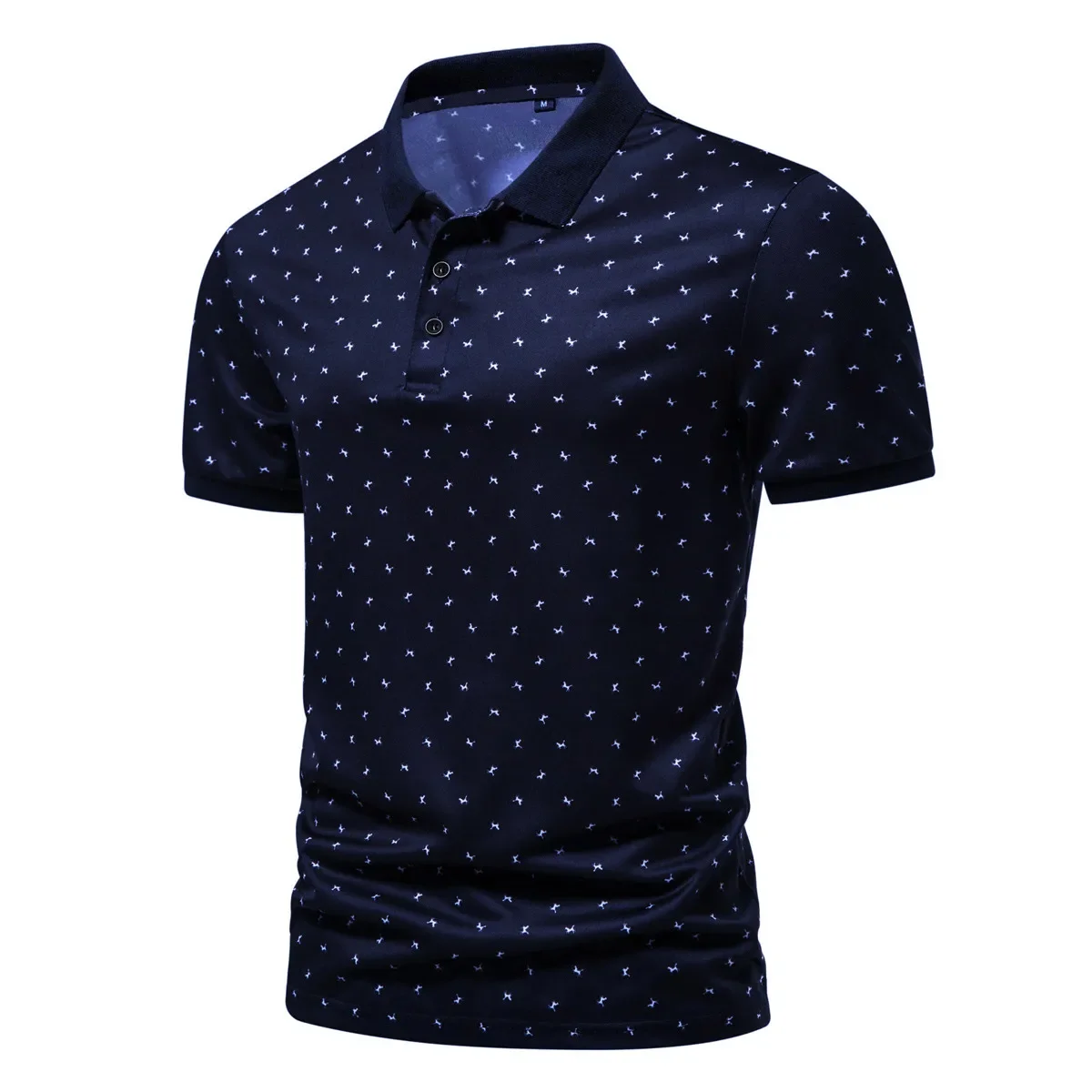 

2023 Spring and Summer New Men's Printed Casual Turn-down Collar Polo Shirt Men's Business Casual Short-sleeved Shirt