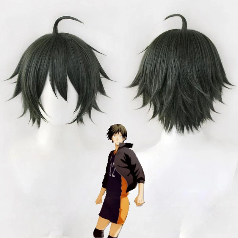 

Tadashi Yamaguchi Cos головной убор аниме Haikyuu вторичная атака парик для моделирования ролей вечерние головные уборы природа против керлинга короткие волосы