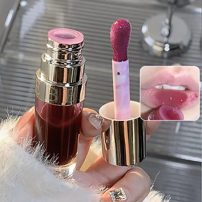 Crystal Peach Lip Oil Hydrating Mirror Lip Gloss Tinted Plumper Moisturizing Lip Care Treatment Makeup Colored Lipstick Balm 6g