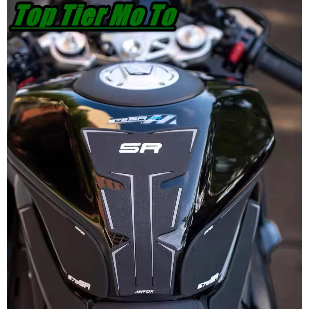 675sr-r、675ss（2024-2026年モデル）用、滑り止め加工のタンクパッドステッカー、魚の骨模様のデザイン、ガスシリンダー用ニーグリップ、サイドパッド、3mデカール。