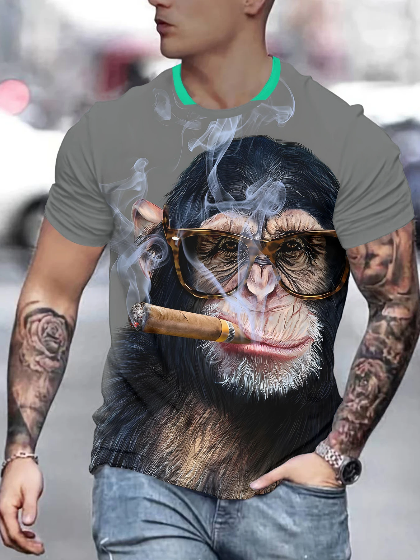 

Men's 3D Digital Printed Casual T-Shirt, Fashionable and Breathable Top