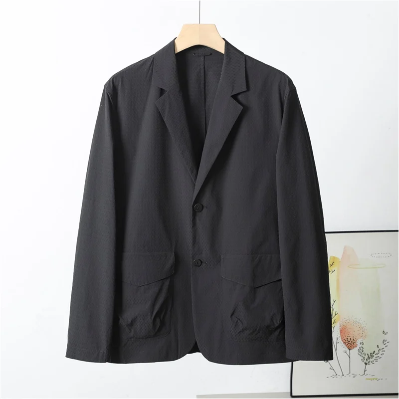 

Легкий повседневный мужской пиджак Maso однотонного цвета с текстурой, модный, весенний, стандартный крой, из дышащего полиэфирного волокна