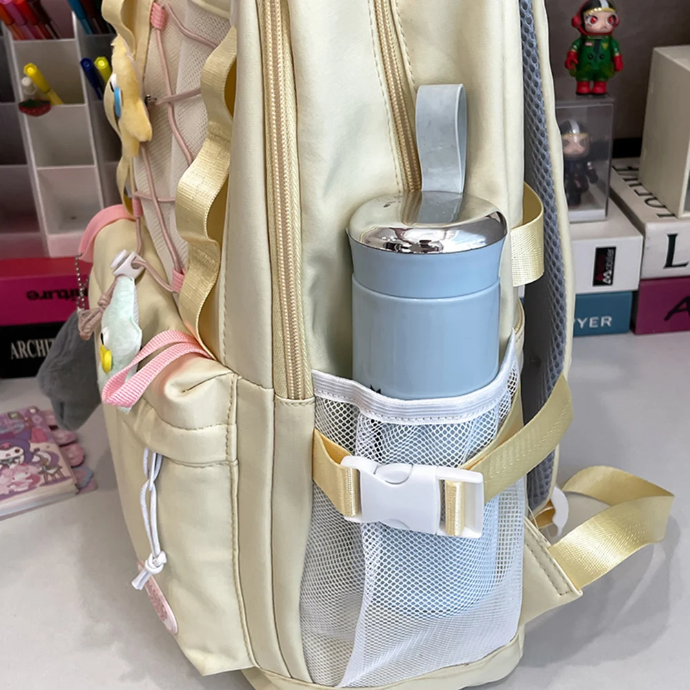 حقيبة ظهر للنساء متعددة الجيوب حقيبة مدرسية من النايلون ذات سعة كبيرة حقيبة ظهر للسفر والتنقل والعطلات