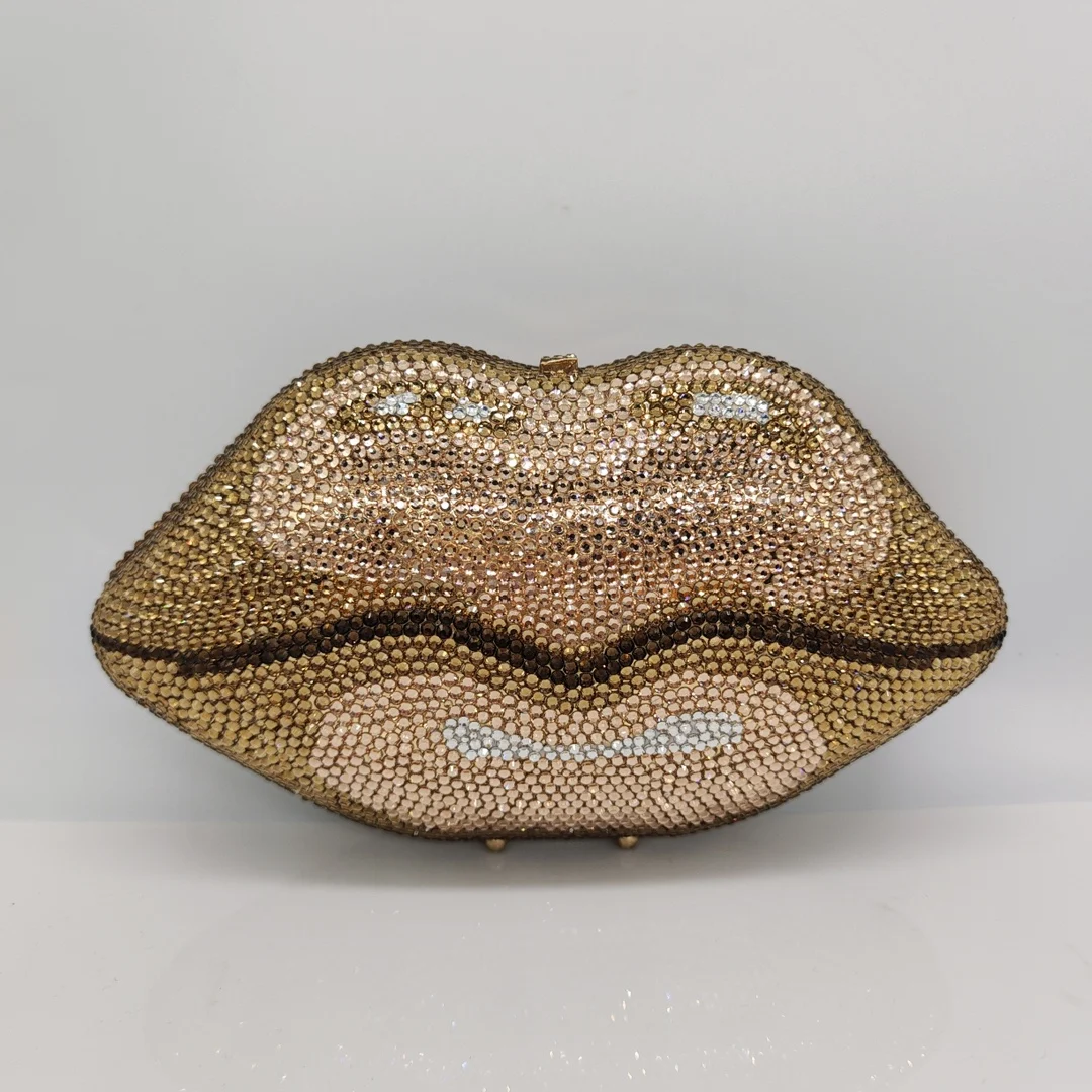 Flat Bottom Full Diamond Lips Dinner Bag Celebrity Banquet High-end Diamond Clutch Bolsos Elegantes Para Dama Evening Clutch Bag