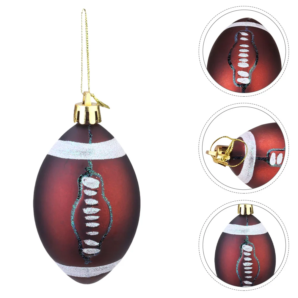 

12Pcs Christmas Rugby Ball Ornaments Plastic Football Tree Decorations Festive Hanging Balls for Holiday Party Home Office Xmas