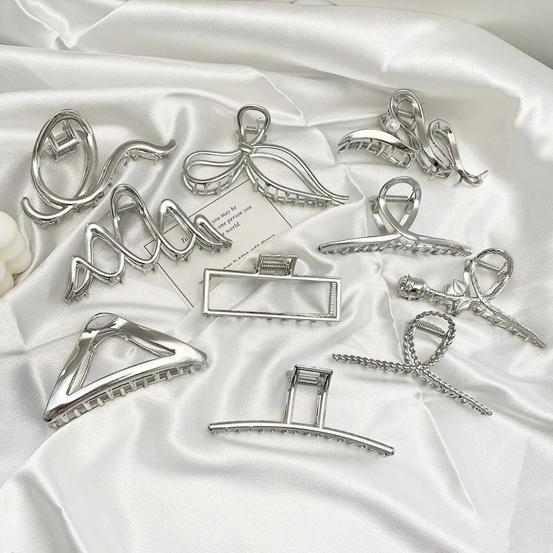 Proste metalowe geometryczne spinki do włosów eleganckie geometryczne akcesoria do włosów krzyż krab kąpiel klip dla kobiet moda dziewczyna nakrycia głowy